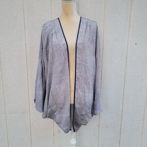 Tolani 100% silk kimono one size tan blue snake like print beachy resort wear